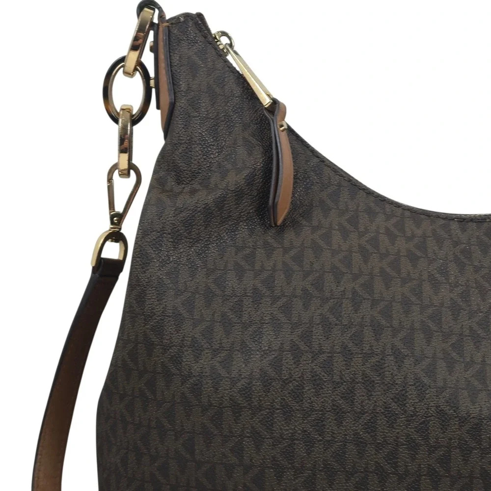 Michael Kors Isabella Medium Hobo Bag Brown Monogram Signature Logo 38T7GIRL3B